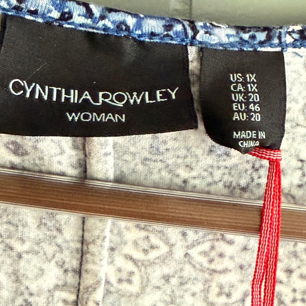 NWT Cynthia Rowley‎ Womens 1X Maxi Dress Blue Medallion Tile Print Banana Boho - Picture 2 of 9